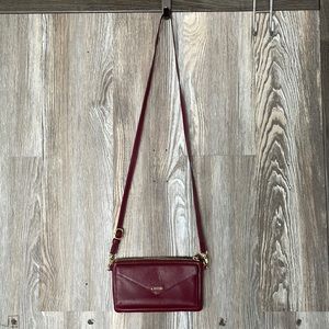 Lodis red leather cross body bag/wallet